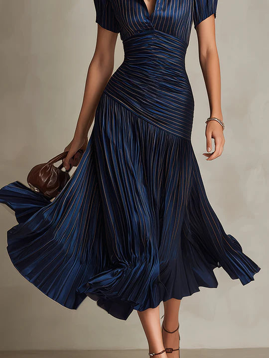 Lunaria ∙ Vestito midi satinato a righe