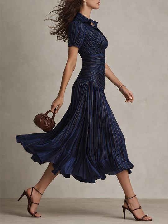 Lunaria ∙ Vestito midi satinato a righe