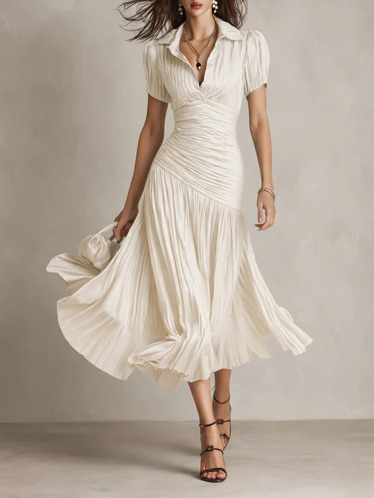 Lunaria ∙ Vestito midi satinato a righe