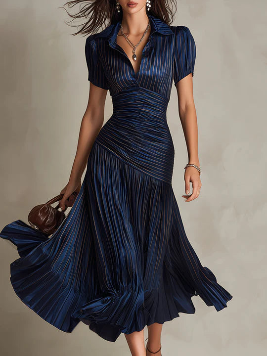 Lunaria ∙ Vestito midi satinato a righe