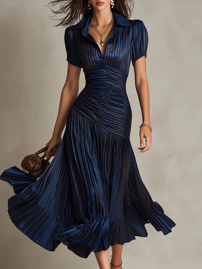 Lunaria ∙ Vestito midi satinato a righe