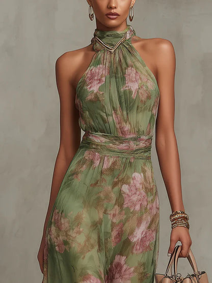 Elira · Abito lungo floreale verde