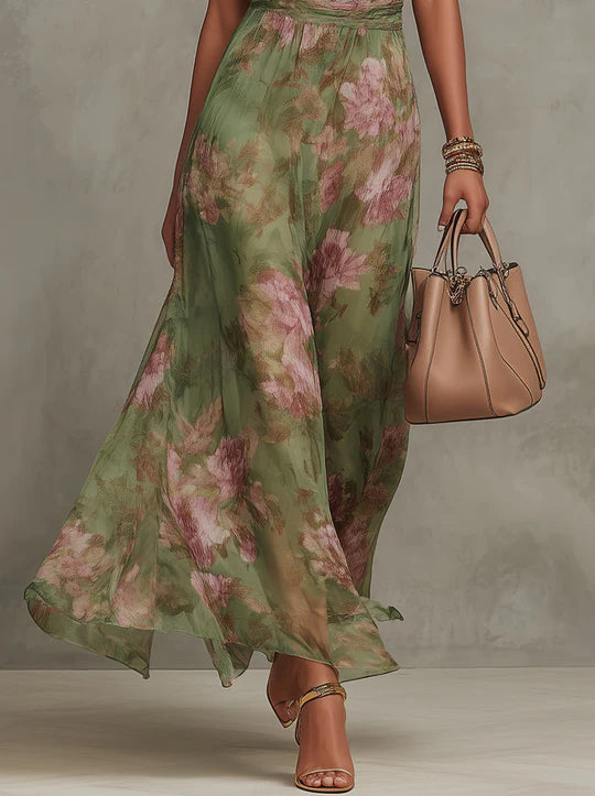Elira · Abito lungo floreale verde