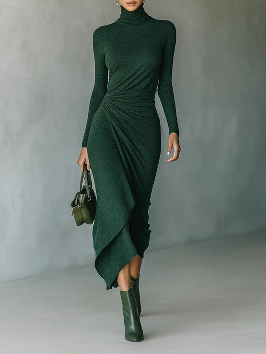 Lenora ∙ Verde Asymmetric Midi Dress
