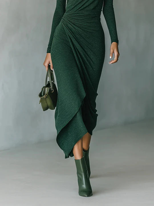 Lenora ∙ Verde Asymmetric Midi Dress