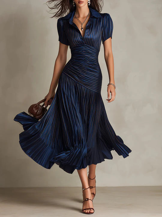 Lunaria ∙ Vestito midi satinato a righe